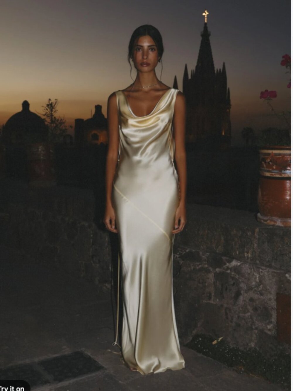 Mirror Palais Plunging Back Cowl Dress Large in White
